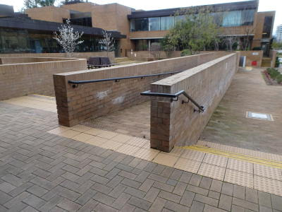 The brick ramp outside the law courts.